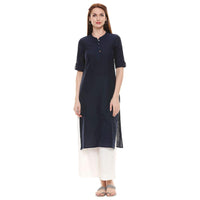 Aurelia Womens Mandarin Collar Solid Kurta