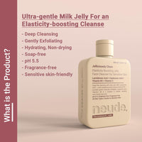 Neude Jelliciously Clean Face Wash 100ml pH 5.5 for Sensitive Skin Gel Face Cleanser with Double Milk Actives Lactobionic Acid & Lactic Acid - Deep Cleansing Brightening & Elasticity Boosting Formula