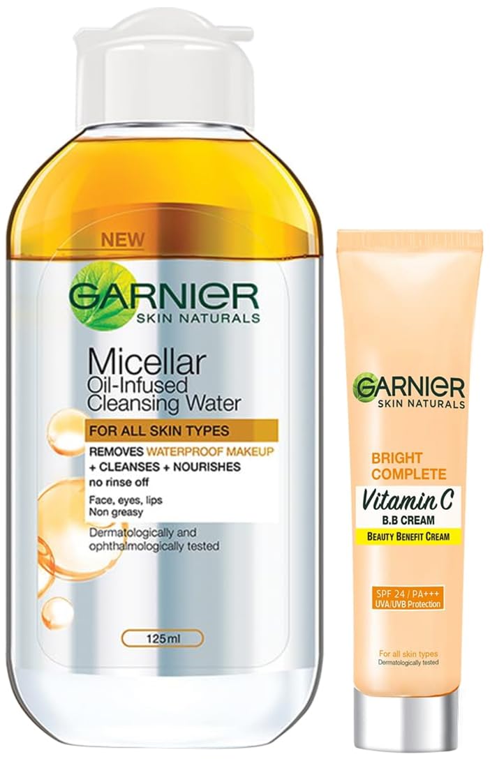Garnier Bright Complete Vitamin C BB Cream 30g & Garnier Skin Naturals, Micellar Oil-Infused Cleansing Water, 125ml