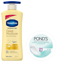 Vaseline Winter Care Combo: Deep Moisture Lotion, 400Ml With Ponds Light Moisturiser 200Ml, For Soft & Moisturised Skin