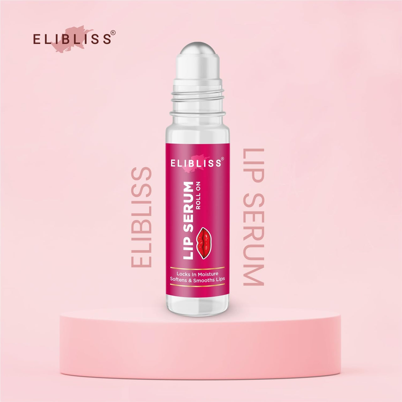 Elibliss Strawberry Lip Serum Roll On for Dry, Chapped & Cracked Lips | Deep Hydration & Moisture Lock Formula | Softens, Smooths & Repairs Lips | Lightweight Non Sticky Daily Lip Care 10ml
