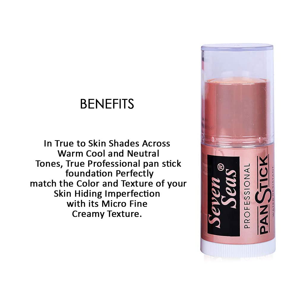 Seven Seas Perfect Match Panstick Foundation | Lightweight, Full Coverage Foundation With Natural And Dewy Finish For Face Makeup| Easy To Apply With Hand Stick Applicator (Skin)
