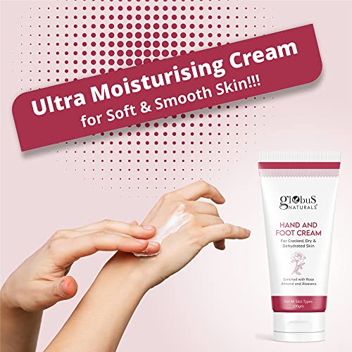 Globus Naturals Nourishing Hand & Foot Cream, Enriched with Rose & Anantmool, For Nourished, Moisturised Hands & Feet, Suitable for All Skin Types 100 gms (Pack of 5)