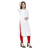 DARIKA Present Pure Chickari Cotton White Colour Kurti for Women All Small & Plus Size.