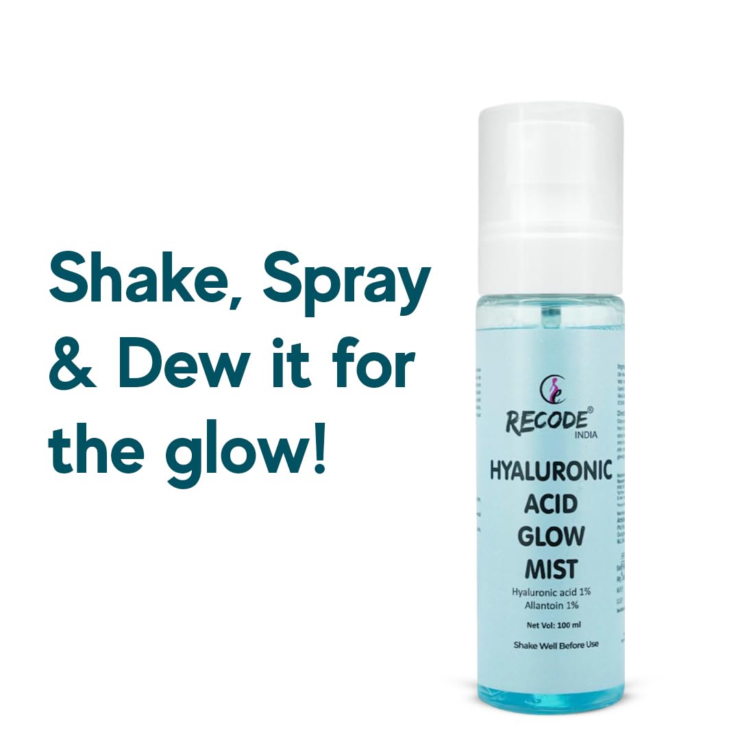 Recode Hyaluronic Acid Glow Mist 100ml | Intense Moisturization | Luminious Glow | Goodness Extracts of Papaya, Witch Hazel, Cucumber & Aloe Vera