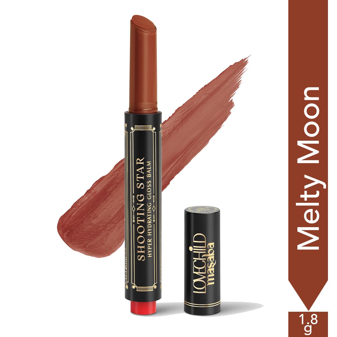 LoveChild Masaba Hyper Hydrating Gloss Balm Stick (Caramel Brown) | 3-in-1 Plumping Lip Gloss Stick For High Shine | Enriched with Peptide, Squalene & Jojoba For Hydration | Melty Moon, 1.8g