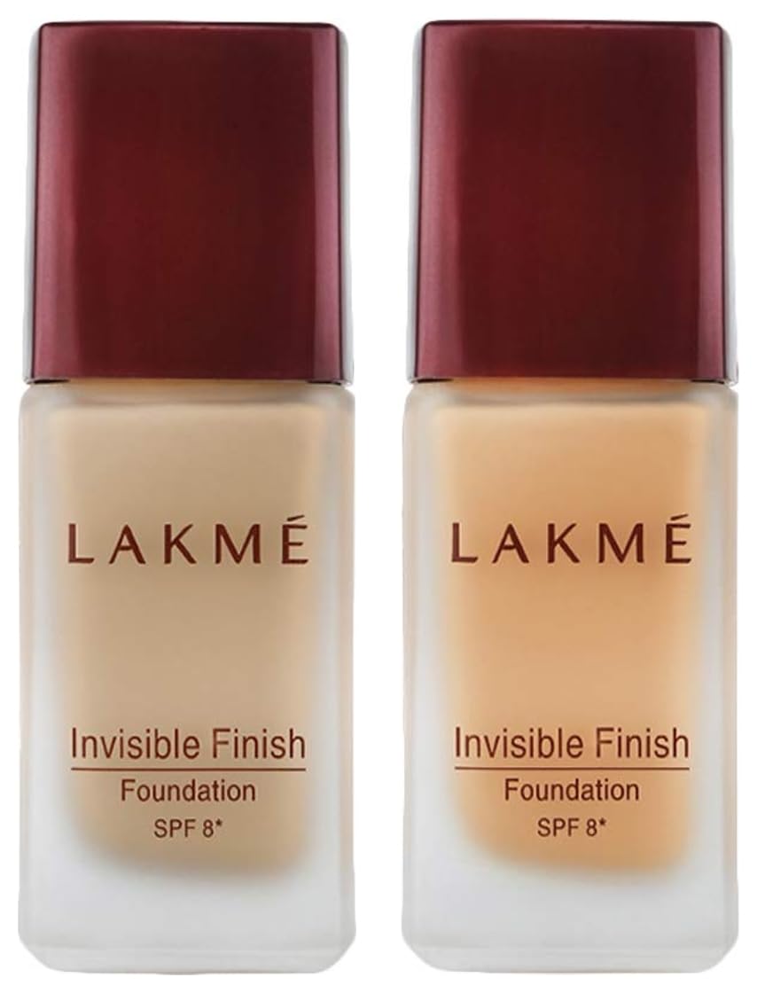 Lakmé Invisible Finish Spf 8 Natural Foundation Cream, Shade 04, 25Ml & Invisible Finish Light Coverage Spf 8 Foundation, For Normal Skin Shade 05, 25Ml, Pack Of 2