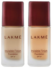 Lakmé Invisible Finish Spf 8 Natural Foundation Cream, Shade 04, 25Ml & Invisible Finish Light Coverage Spf 8 Foundation, For Normal Skin Shade 05, 25Ml, Pack Of 2