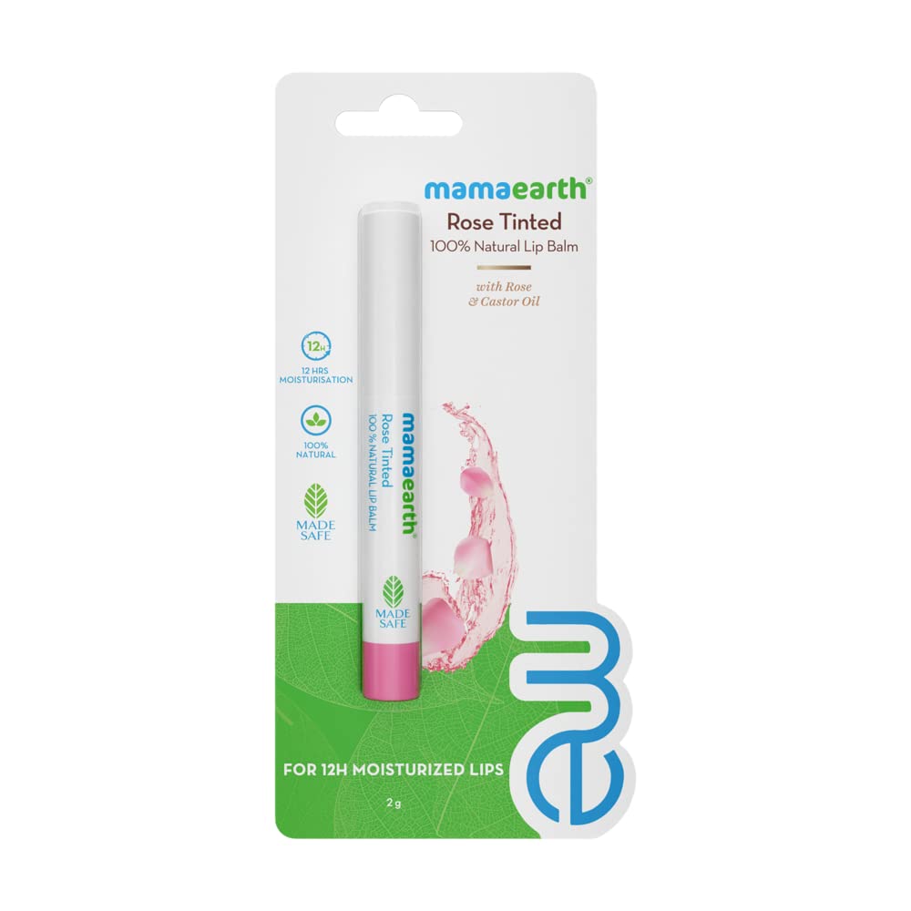 Mamaearth 100% Natural Lip Balm for Women & Men 2g (Rose) - Natural Tint, 12-Hour Moisturization - Heals Dry & Chapped Lips