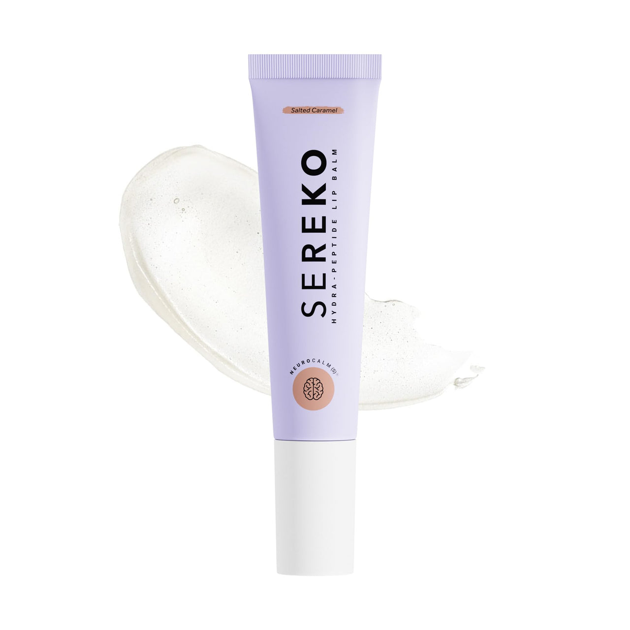 Sereko Hydra Peptide Clear Lip Balm for Dry & Chapped Lips With Ceramides & Squalane | Long Lasting Hydration, 24H Moisture Lock, Repair, Plumps & Smooths | Non Tinted | Salted Caramel - 8gm