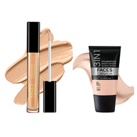 Faces Canada Ultimate Face Duo - 3in1 Hydra Matte Mini Foundation - Rose Ivory (18ml) & High Cover Concealer - Toffee Love (4ml) | Foundation & Concealer Combo for Flawless Skin