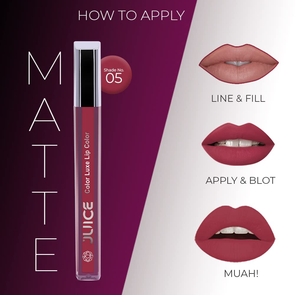 JUICE Matte Lipstick with Goodness of Bio Retinol, Moisturising lock technology, SPF 15 Waterproof & Long Lasting Cherry Kiss M05