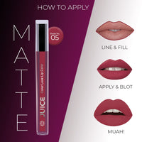 JUICE Matte Lipstick with Goodness of Bio Retinol, Moisturising lock technology, SPF 15 Waterproof & Long Lasting Cherry Kiss M05