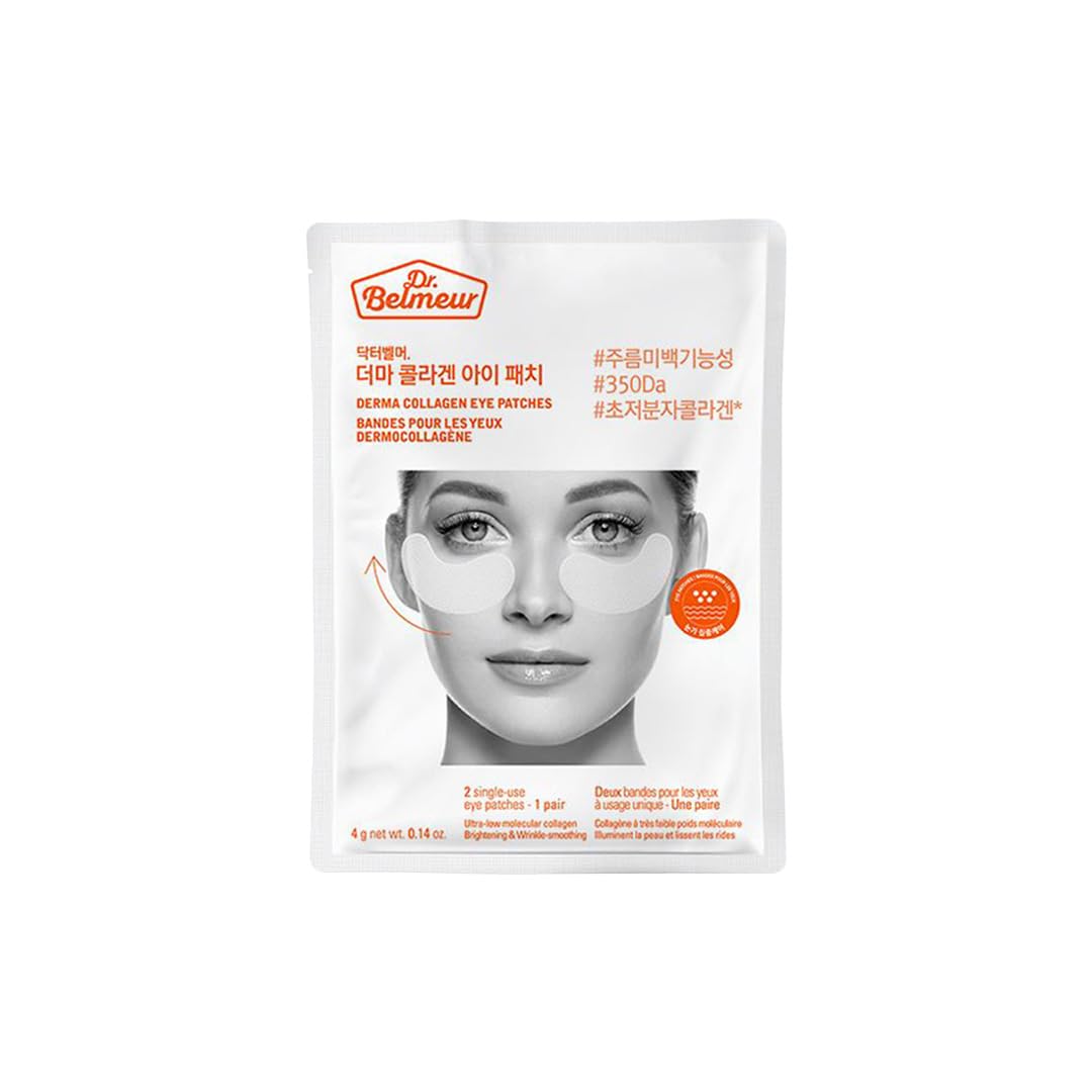 The Face Shop Dr.Belmeur Derma Collagen Eye Patches, Dermatologically Tested Hydrogel Eye Patches, Cooling Under Eye Mask, 1 Count