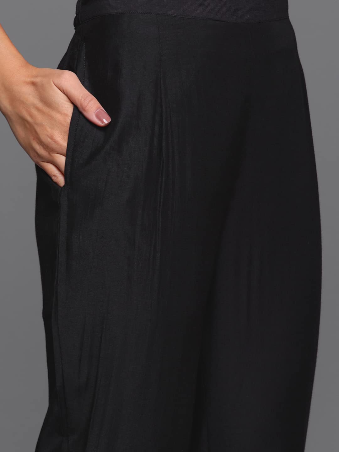 INDO ERA Women's  Embroidered Viscose Straight Kurta Trouser With Dupatta Set