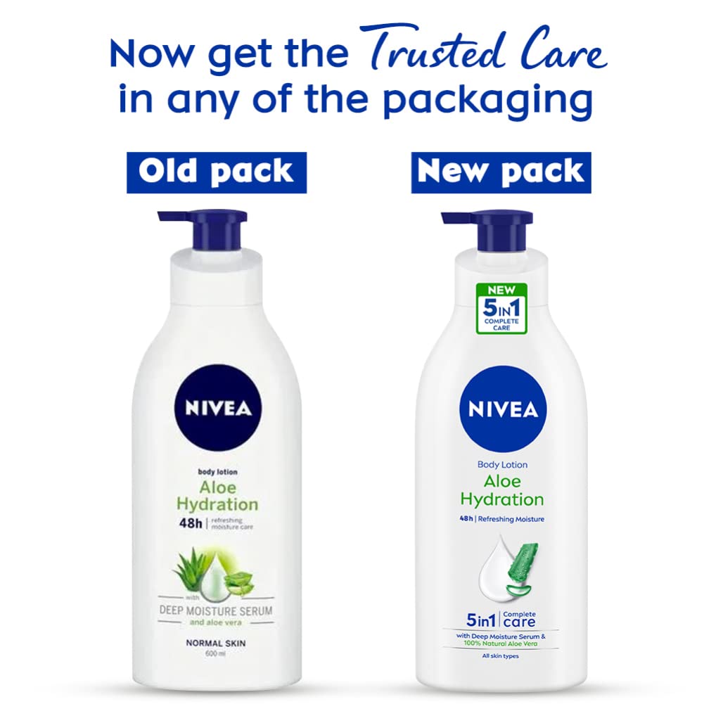 NIVEA Body Lotion, Aloe Hydration, with Aloe Vera for Instant Hydration in Summer, 600 ml & NIVEA Body Lotion, Aloe Hydration, with Aloe Vera for Instant Hydration in Summer, 400 ml