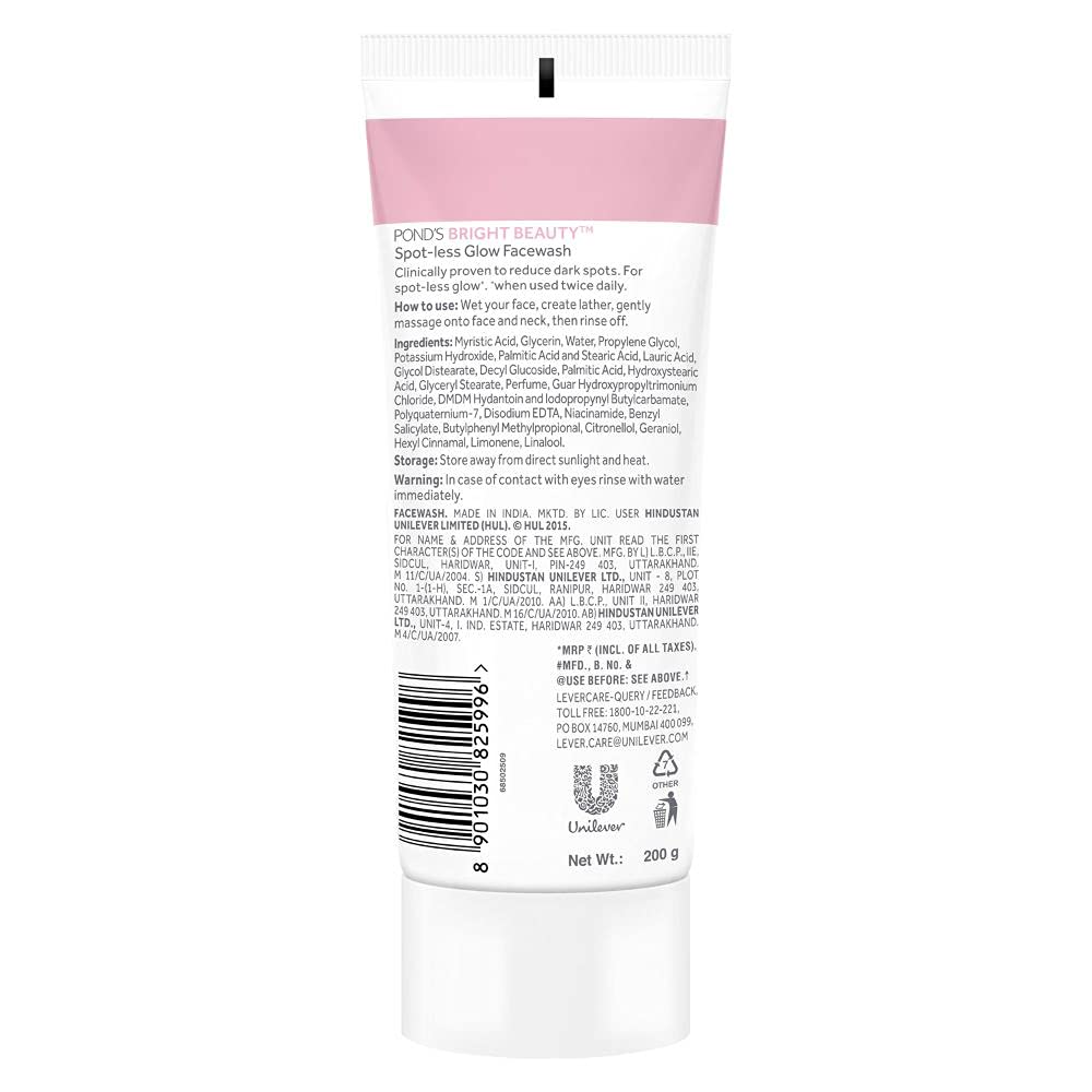 Pond's  Face Care combo - Bright Beauty Spot-less Glow Serum, Infused with Hyaluronic Acid, Vitamin B3, Gluta-Boost-C, 30ml + Spot-less Glow Face Wash with Vitamins, 200g