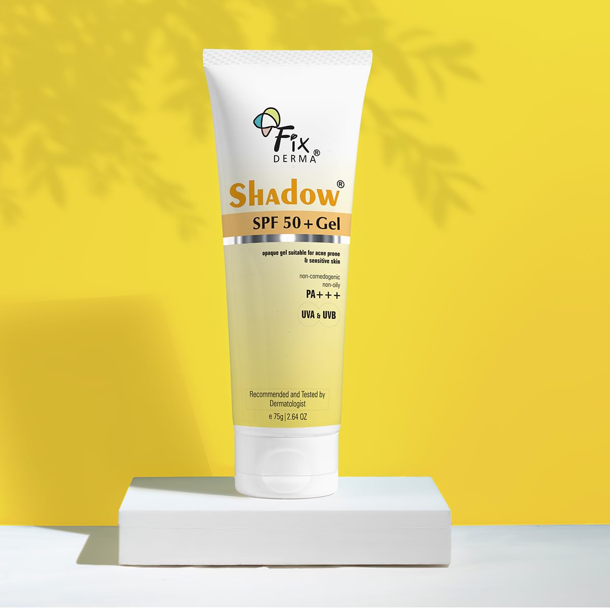 Fixderma Shadow Sunscreen SPF 50+ PA+++ Gel | Sunscreen SPF 50 for Oily, Acne Prone & Normal Skin | Broad Spectrum & UVA & UVB Protection | Lightweight | No White Cast | For Men & Women - 75G