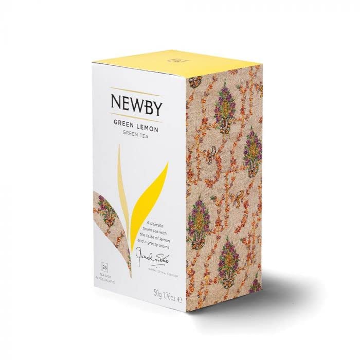 Newby Green Lemon Tea | 25 Tea Bags | Natural Fusion of Verdant Green Tea wth Bright Dried Lemon | 50 gms