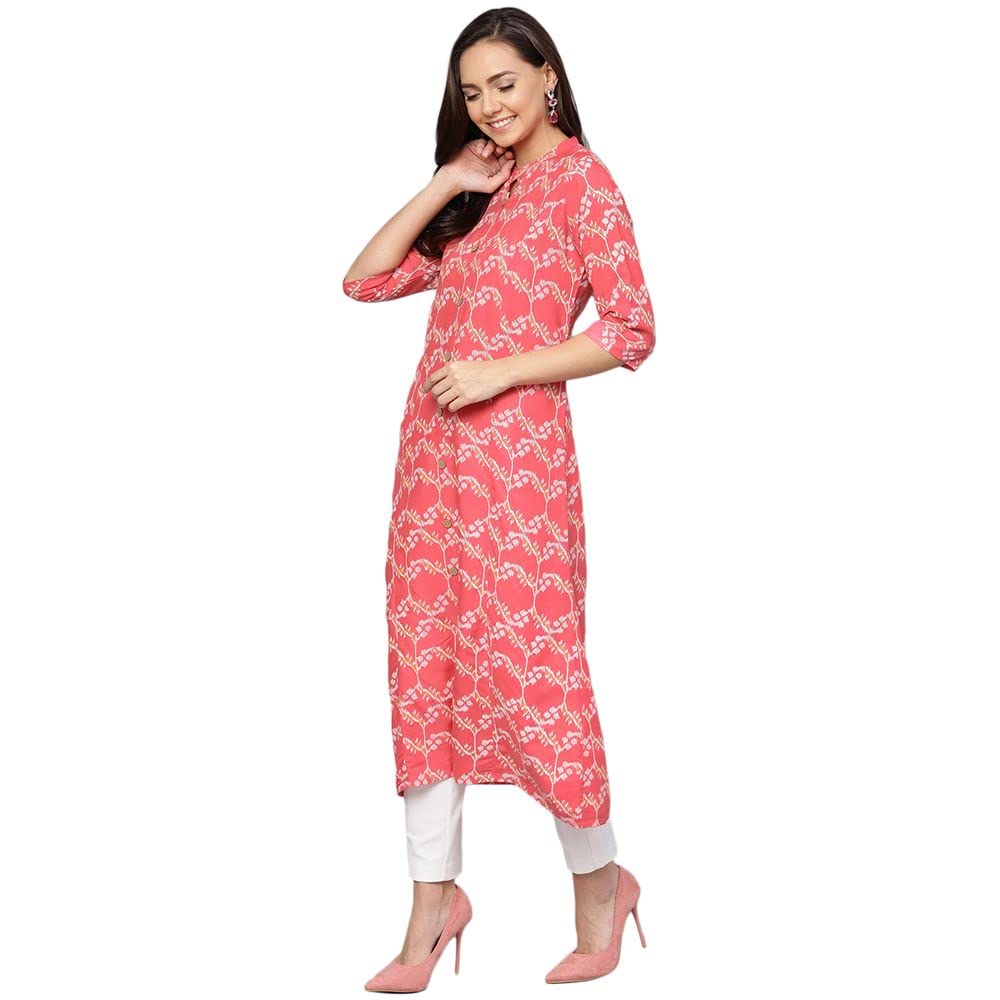 anubhutee Coral Abstract Printed A-Line Regular Kurta for Women