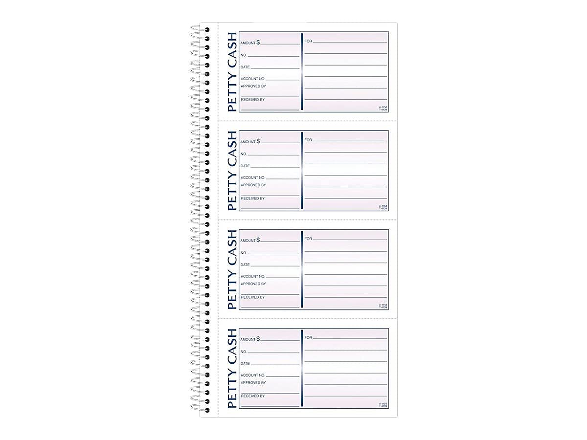 Adams Spiral Petty Cash Book, 2-Part, Carbonless, 4 Messages per Page, 200 Sets per Book (SC1156)