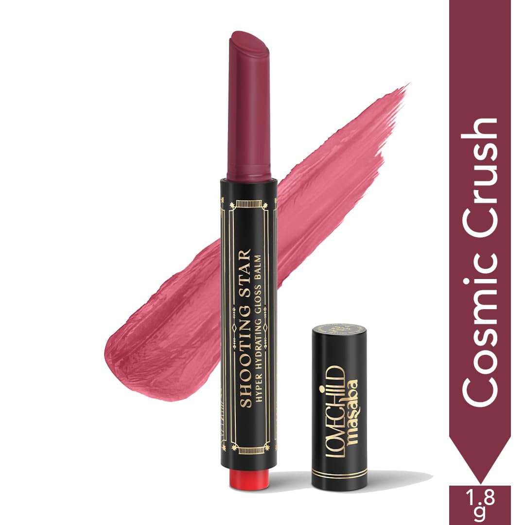 LoveChild Masaba Hyper Hydrating Gloss Balm Stick (Berry Pink) | 3-in-1 Plumping Lip Gloss Balm For High Shine | Enriched with Peptide, Squalene & Jojoba For Hydration | Cosmic Crush, 1.8g