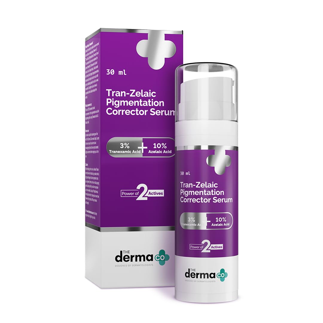 The Derma Co. Tran-Zelaic Pigmentation Corrector Serum with 3% Tranexamic Acid & 10% Azelaic Acid - 30g | Treats Hyper Pigmentation & Melasma | Reduces Acne & Acne Marks