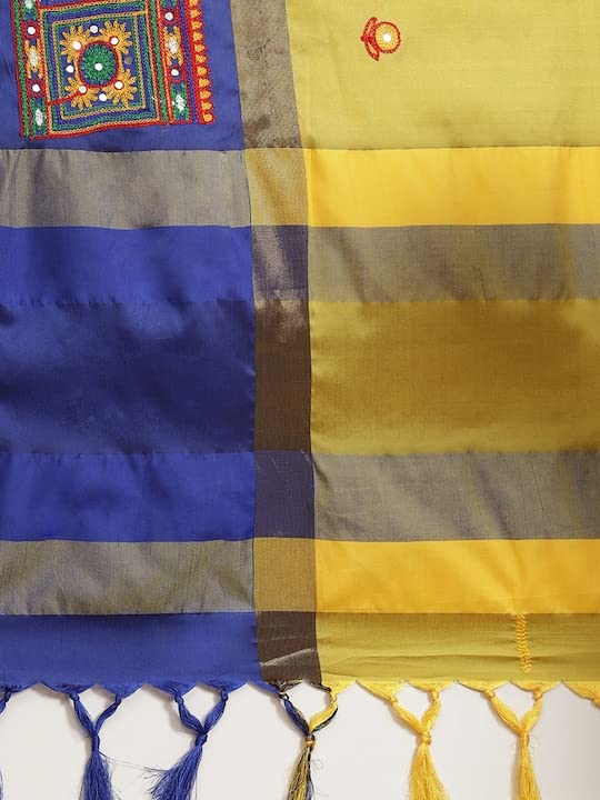 arriva fab Women Cotton Silk With Blouse Piece Saree (Riva405_ Red_ Free Size) (Yellow)