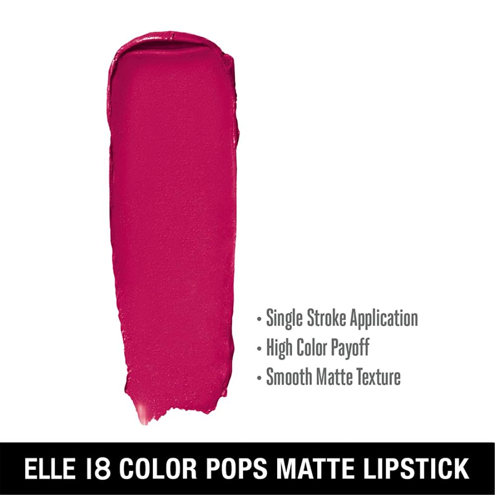 Elle 18 Color Pop Matte Lip Color, P24, Pink Show, 4.3g & Color Pop Matte Lip Color, R33, Code Red, 4.3g