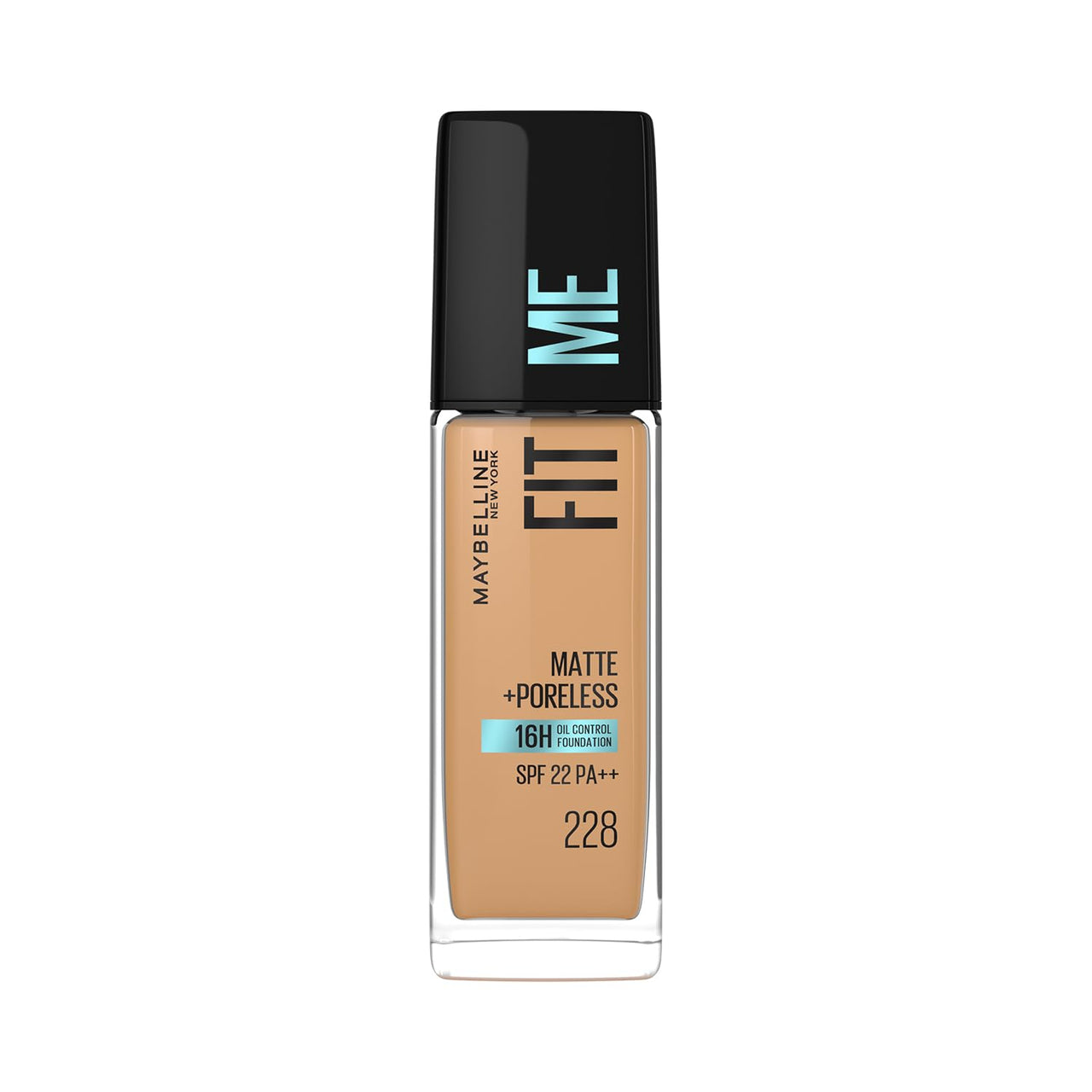 Maybelline New York Liquid Foundation, Matte Finish, With SPF, Absorbs Oil, Fit Me Matte + Poreless, 228 Soft Tan, 30 ml