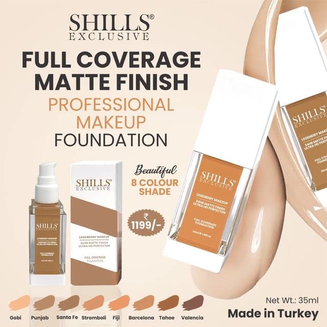 Shills exclusive full coverage Matte finish professional makeup foundation Shade 01 (GOBI)