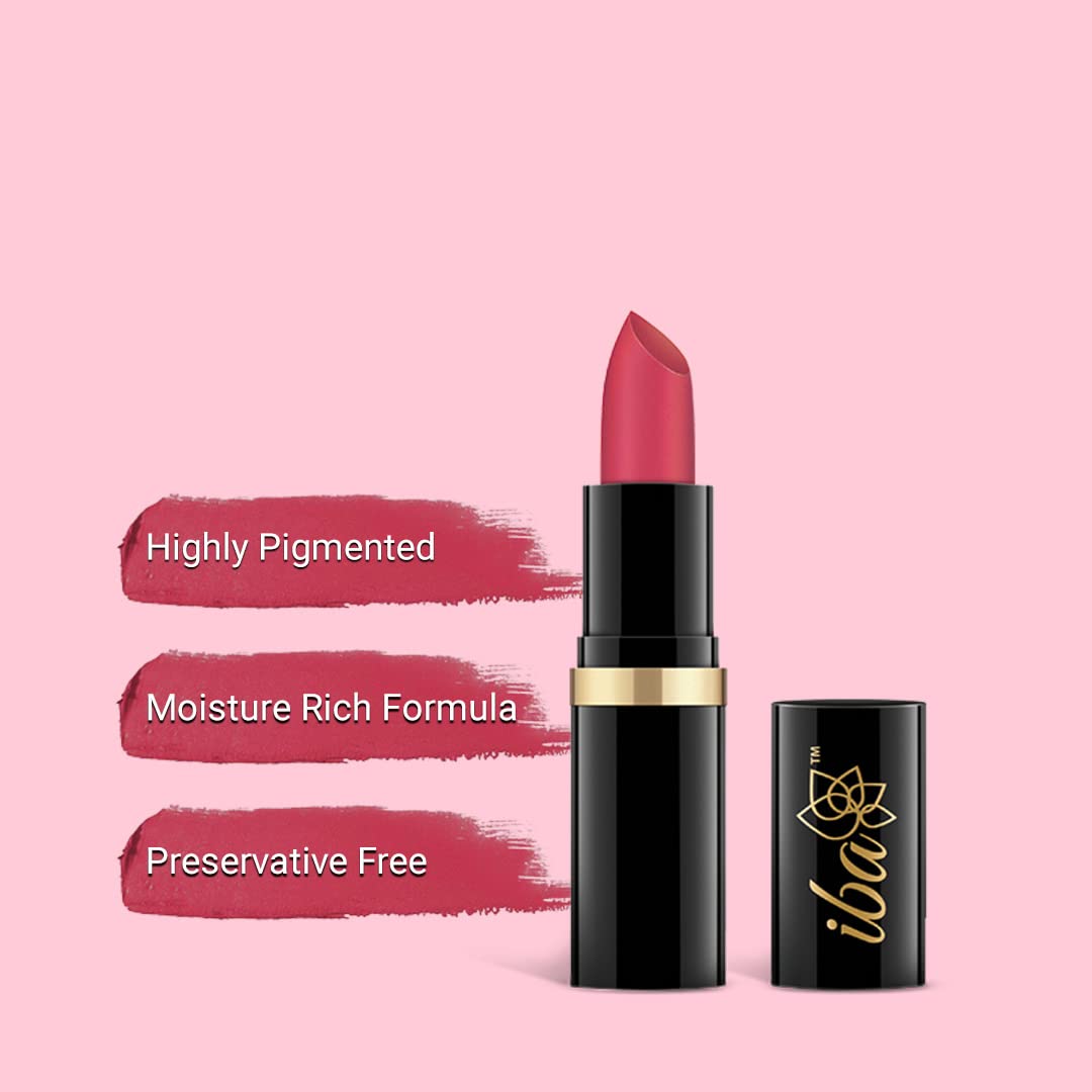 Iba Pure Lips Moisture Rich Lipstick for Women- A85 Pink Nectar, 4g | High Glossy, Creamy Finish & Smooth Texture| Hydrated Lips | Enriched with Vitamin E, Coconut Oil & Shea Butter | Intense Colour & Highly Pigmented | Lip Makeup