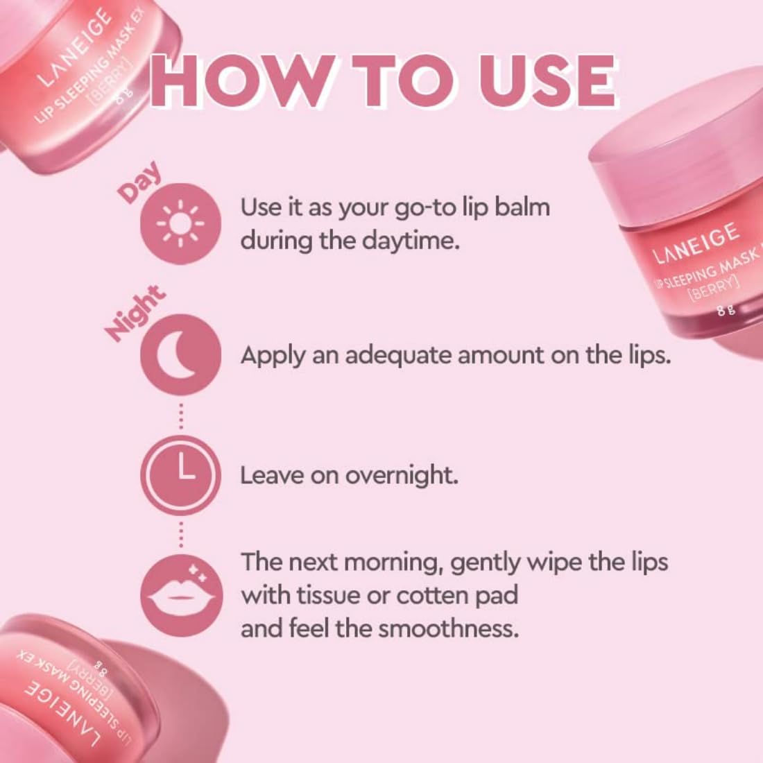 Laneige Lip Sleeping Mask | Moisturizing Lip Treatment with Vitamin C + Shea Butter for Soft Hydrated Lips | Overnight Repair | Lip Balm For Dry Chapped Lips| Lasting Hydration | Berry |8Gm