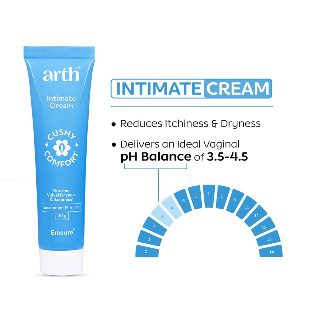 Arth Intimate Cream| Daily Soothing Moisturizer for Intimate area| Reduces Itchiness and Dryness, Maintains ideal pH of 3.5-4.5 in Intimate Area | Emcure Pharmaceuticals Ltd. | 30g
