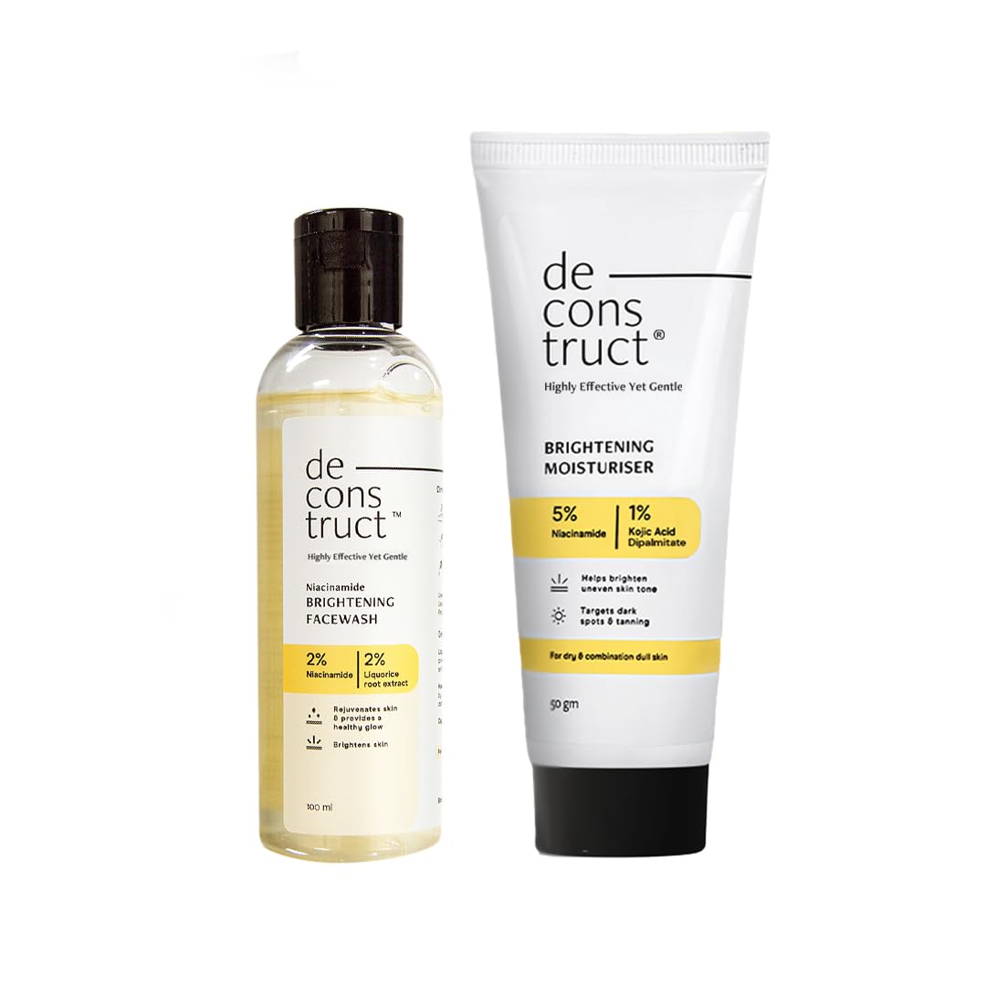 Deconstruct Daily Radiance Boosting Duo- Brightening Face Wash (100ml) + Brightening Face Moisturiser (50 g) | For Glowing and Radiant Skin | Anti Pigmentation Duo | Pack of 2
