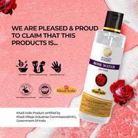 Khadi Mauri Herbal Rose Water - Herbal Gulab Jal Skin Toner, Tightens Pours, Smoothen Skins & Fights Damage - 210 ML