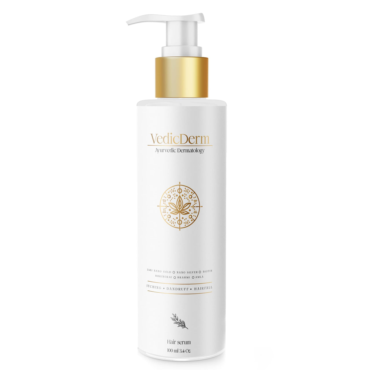 Vedicderm 24Kt Nano Gold Hair Serum 100ml|Soothing Scalp Care For Psoriatic,Sensitive Scalp|Reduces Itching,Flaking&Redness|Strengthens Hair&Hydrates Scalp|Paraban&Sulfate Free Formula (Pack of 1)