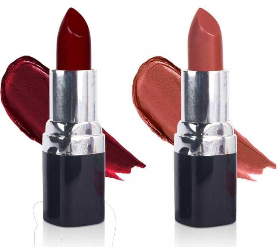 Barva Natural & Moisturising Lipsticks made using Clarified Butter, Kokum butter and Mineral Colours, 4.3g (Pack of 2) (Wine Red 616 & Orchid 222)
