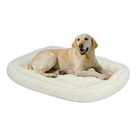 MidWest Homes for Pets Double Bolster Pet Bed | 36-Inch Dog Bed ideal for Medium / Large Dog Breeds & fits 36-Inch Long Dog Crates White Fleece 35.8