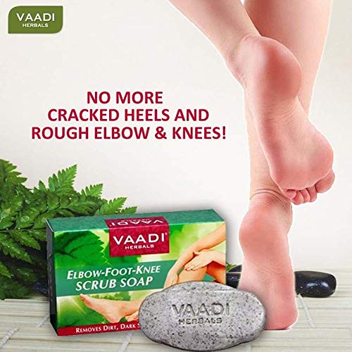Vaadi Herbals Elbow Foot Knee Scrub With Almond And Walnut Scrub Soap, 75g (Pack Of 6)