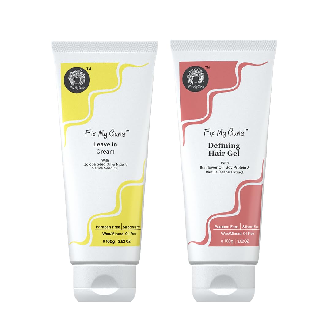 Fix My Curls Protein Styling Duo| For Curly, Wavy, Dry & Frizzy Hair | Frizz Control | Silicone Free Curl Defining Cream & Gel| 100gm each