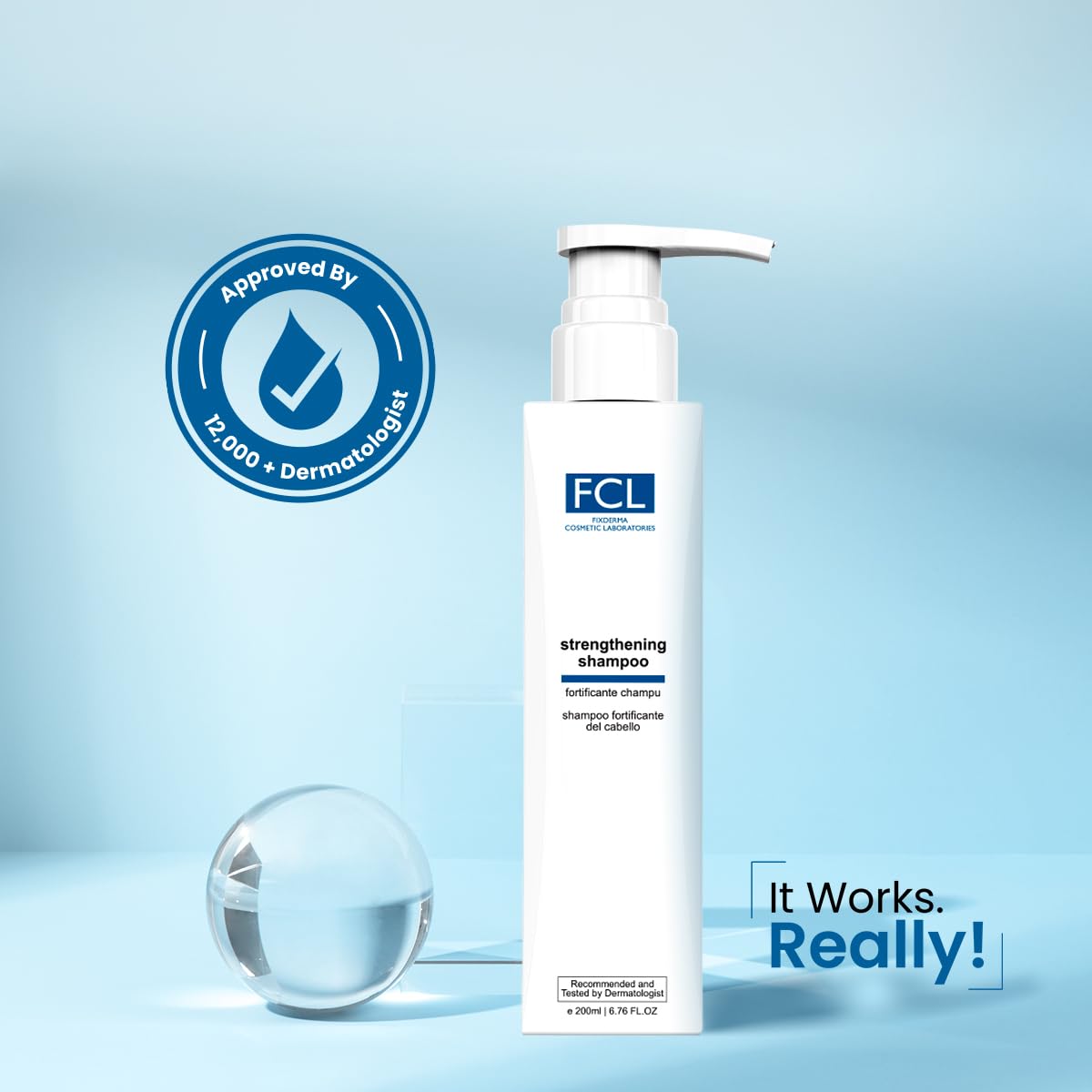 FIXDERMA Fcl Strengthening Shampoo| Strengthens Hair | Controls Hair Fall | Reduces Frizz | Promotes Hair Growth | Cleans Scalp | Mild Shampoo | Paraben & Sulphate Free - 200 Ml