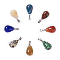FASHEWELRY 50Pcs Water Drop Stone Pendants Teardrop Healing Crystal Quartz Chakra Gemstone Rock Charms Random Mixed for Necklace Jewelry Making Hole: 2x7mm 1-Mixed Color-Teardrop-Random*