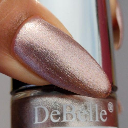 DeBelle Gel Nail Polish Pandora (Blush Rose Gold Glitter Nail Paint)|Non UV - Gel Finish |Chip Resistant | Seaweed Enriched Formula| Long Lasting|Cruelty and Toxic Free| 8ml