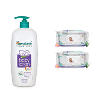 Himalaya Baby Lotion 700ml and Himalaya Gentle Baby Wipes - 72 Pieces (Pack of 2)