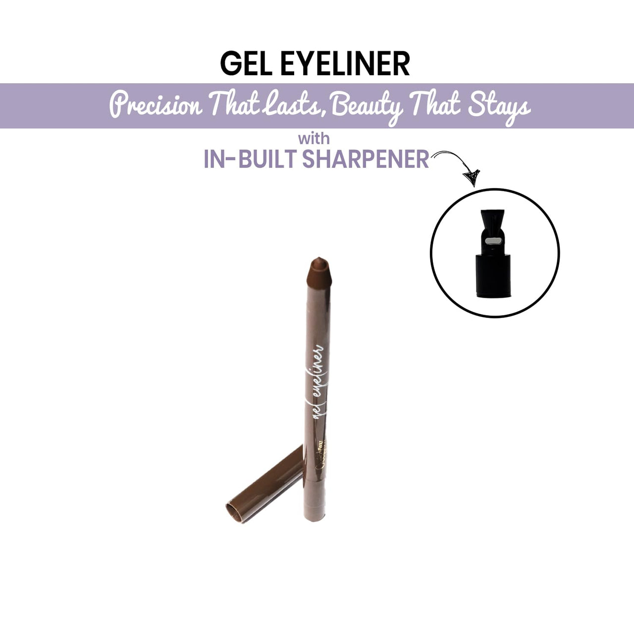 Oceglow Waterproof Gel Eyeliner | Smudge-Proof & Long-Lasting | Intense Color Payoff | Smooth Glide Formula | Black Color - 0.5g