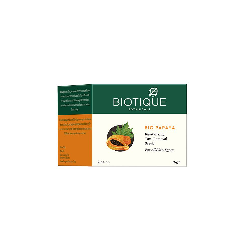 HipHop Skincare Charcoal Nose Strips for Women - Blackhead Remover (3 Strips) and Biotique Bio Papaya Revitalizing Tan Removal Scrub for All Skin Types, 75g