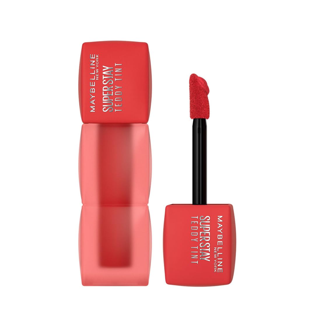 Maybelline New York Super Stay Teddy Tint - Lip and Cheek Color, Coquettish, 5ml | Teddy Soft Matte up to 12Hr | Multi Use | Comfortable Long wear formula | Buildable|Natural flushed look in one swipe