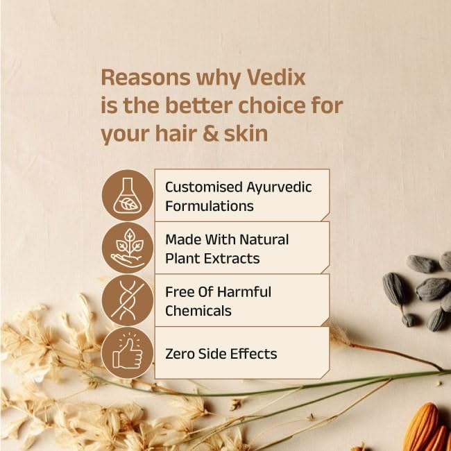 Vedix Ayurvedic Hair growth Kit | 5 product Kit | for Dry Hair, Dry Scalp, Straight Hair | Vedix Hair Oil, Shampoo, Serum, Mask, Conditioner Set