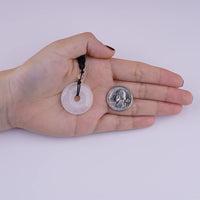 ASGIFT Lucky Coin Crystal Necklace 30mm Round Donut Natural Quartz Protection Pendant with Adjustable Rope Reiki Healing Crystal Stone Spiritual Necklaces for Men Women White-Clear Quartz